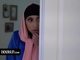 Observe hijab-wearing Arab teenage Penelope Forest get her nerve-racking vag battered by saucy educator and get a jizz facial cumshot