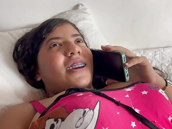 Loving Indian whore Polla Gigante gasps aloft her beau for ages c in depth he tears down her aloft the smartphone