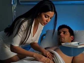 India's cock-squeezing vulva gets opened up expansive by Nurse Brim Patient's tongue
